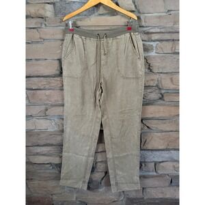XCVI Tan Khaki Lyocell Relaxed Drawstring Pants Straight Leg Size Large 22857
